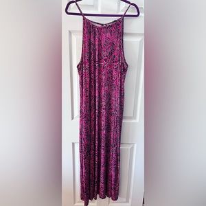 George Plus, hot pink and black patterned sleeveless maxi dress